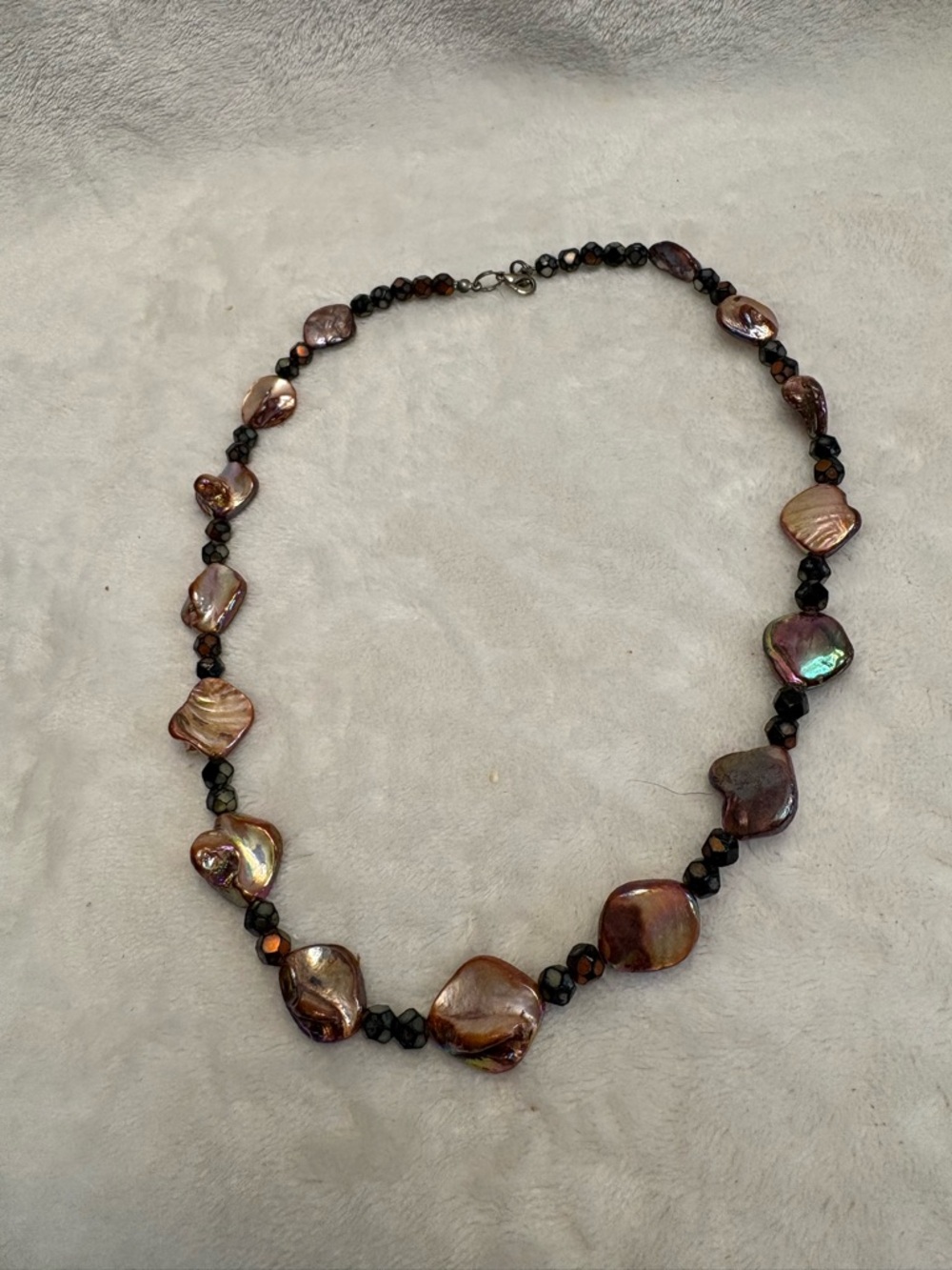Handcrafted Iridescent Brown Pearl Necklace - Unbranded